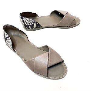 Vince Idara Snake Embossed Leather Flat 8.5 Gray